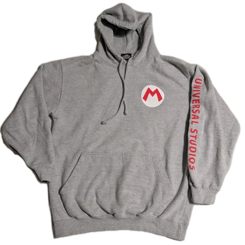 Super Nintendo World Mario Hoodie‎ Gray Universal Studios Mens M EUC